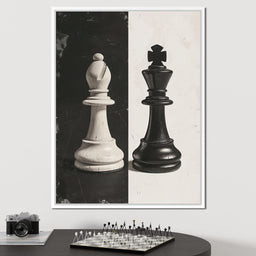 Black and White Chess Encounter - NicheCanvas