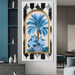 Tropical Elegance Flourish in Blue - NicheCanvas