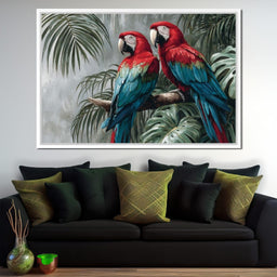 Tropical Macaw Duo Rainforest - NicheCanvas