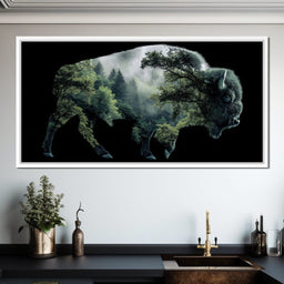 Bison Forest Spirit Silhouette - NicheCanvas