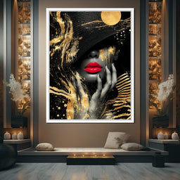 Modern Noir Gold Elegance Portrait - NicheCanvas