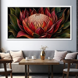 Crimson Protea Flame Crown - TooplesArt - NicheCanvas