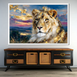 Golden Lioness Sunset Majesty - NicheCanvas
