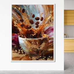 Golden Coffee Splash Reverie - NicheCanvas