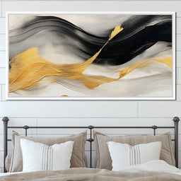 Modern Gold Black Fluid Waves - NicheCanvas