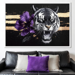 Tiger Roar of the Violet Stripes - NicheCanvas