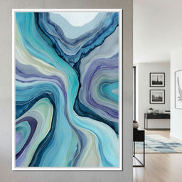 Teal Ocean Geode Layers Flow - NicheCanvas