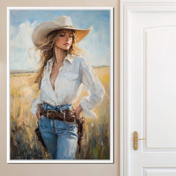 Cowgirl's Sunlit Respite - NicheCanvas
