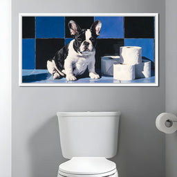 Bulldog Bathroom Antics - NicheCanvas