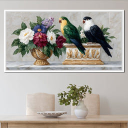 Parrot Companions Floral Grandeur - NicheCanvas