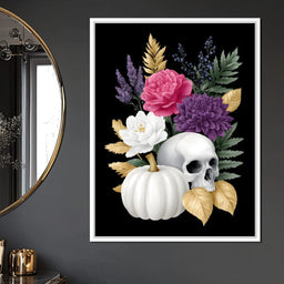 Gothic Floral Skull Elegance - NicheCanvas