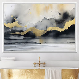 Golden Peaks Abstract Mist - NicheCanvas