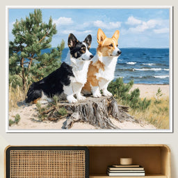 Coastal Corgi Pair Lookout - NicheCanvas