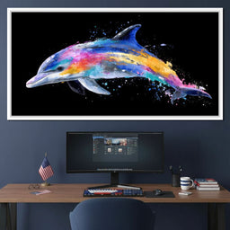 Rainbow Dolphin Splash Flight - NicheCanvas