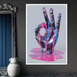 Neon Drip Hand Gesture Fusion - NicheCanvas