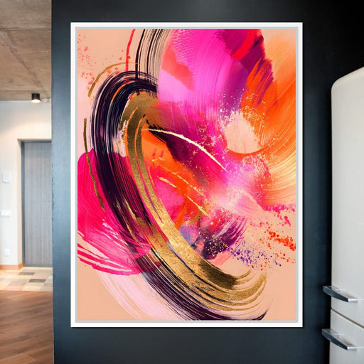 Radiant Magenta Gold Swirl Energy Canvas Print