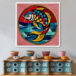 Colorful Koi Fish Mosaic Wave - NicheCanvas