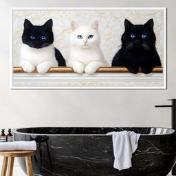 Trio of Curious Feline Friends - NicheCanvas