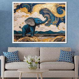 Elephant in Golden Clouds Majesty - NicheCanvas