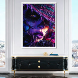 Neon Sugar Skull Rose Beauty - NicheCanvas