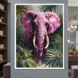 Magenta Elephant Jungle Glory - NicheCanvas
