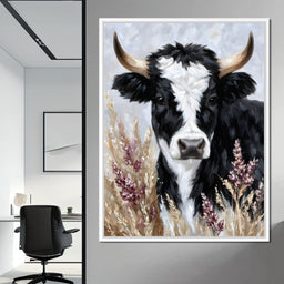 Highland Cow Meadow Portrait - NicheCanvas