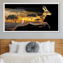 Golden Savanna Antelope Run - NicheCanvas