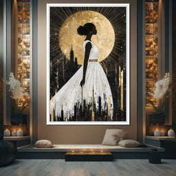 Golden Silhouette City Radiance - NicheCanvas