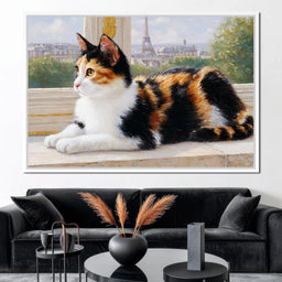 Dreamy Feline Parisian View - NicheCanvas