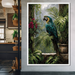 Rainforest Macaw Perch Scene - NicheCanvas