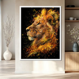 Majestic Lion Firestorm Portrait - NicheCanvas