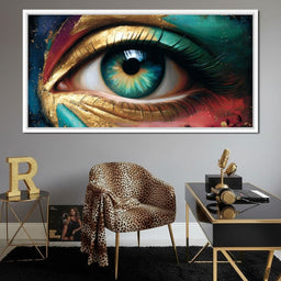 Golden Teal Visionary Eye Portrait - NicheCanvas