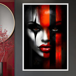 Noir Harlequin Red Stripe Face - NicheCanvas