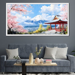 Cherry Blossom Mountain Retreat - NicheCanvas