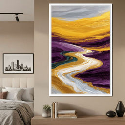Golden River Through Violet Dunes - NicheCanvas