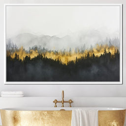 Radiant Mist Over Pine Peaks - NicheCanvas
