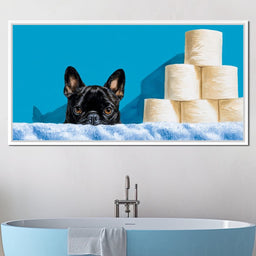 French Bulldog Bathroom Peek - NicheCanvas