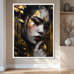 Golden Petal Muse Portrait - NicheCanvas