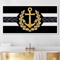 Golden Anchor Laurel Emblem - NicheCanvas