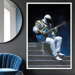 Celestial Guitarist on Lunar Steps - NicheCanvas