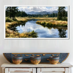 Silent Waters Reflecting Mountain Clouds - NicheCanvas