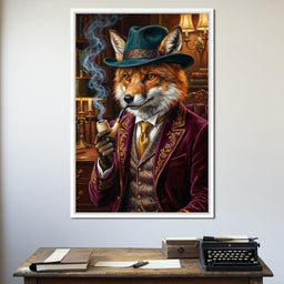 Gentleman Fox Smoking - NicheCanvas
