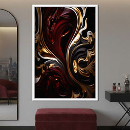 The Marble-Lux Collection: Dark Red & Vibrant Gold 06 - NicheCanvas
