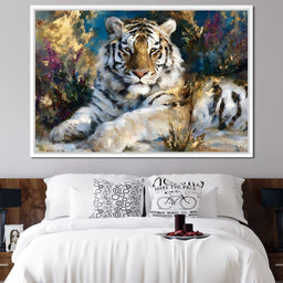 Golden White Tiger Reverie - NicheCanvas