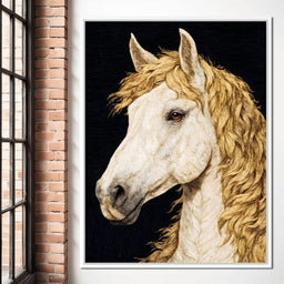 Golden Mane Horse Portrait - NicheCanvas