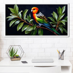 Vibrant Parrot in Leafy Haven - NicheCanvas