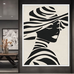 Monochrome Elegance Lady Silhouette - NicheCanvas