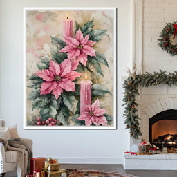 Festive Poinsettia Candle Glow - NicheCanvas