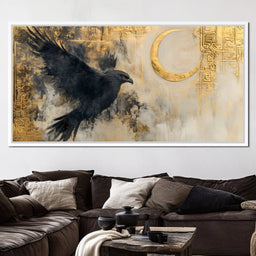 Eagle Soar Under Golden Moon - NicheCanvas