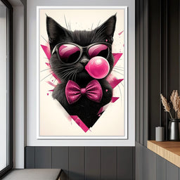 Chic Feline Bubblegum Bliss - NicheCanvas